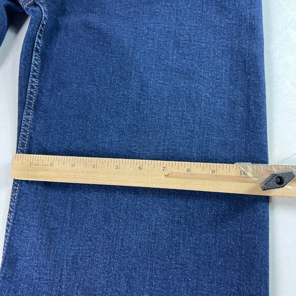 Zara Jean Women 31x27* Marine Straight High Rise Wide Leg Dark Blue Denim Tag 10 - Picture 13 of 16